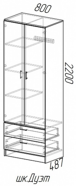 Шкаф 2-х дверный Дуэт в Боготоле - mebel154.com
